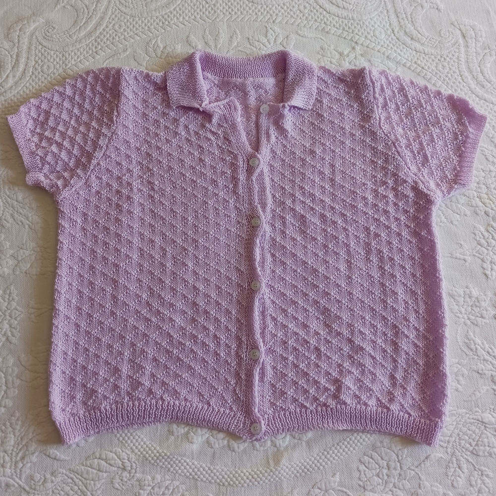 Lavender Lightweight Cardigan with Short Sleeves - Picture 5 of 9